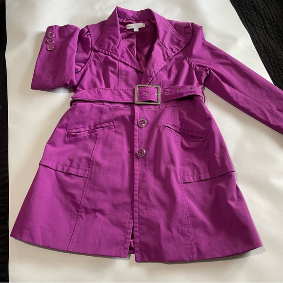 Pre-Owned New York & Company Purple Trench Coat, Size Medium - Picture 2 of 16